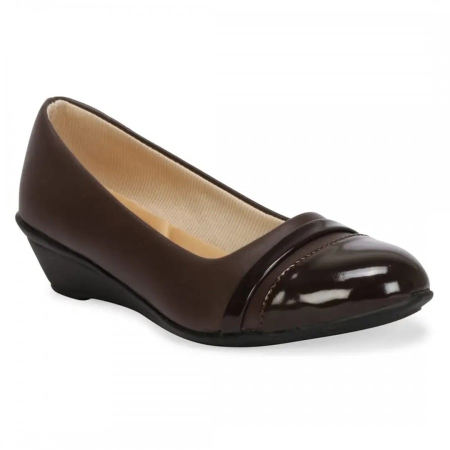 Elegant Brown Synthetic Solid Bellies For Women