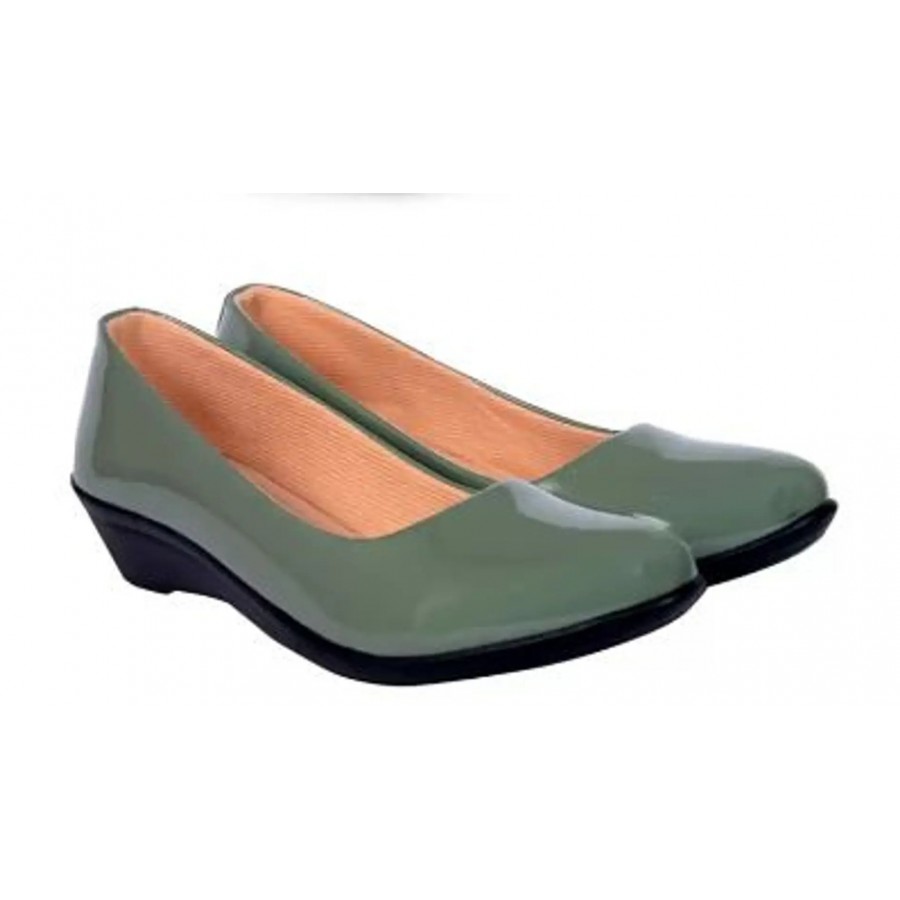 Elegant Green Synthetic Solid Bellies For Women