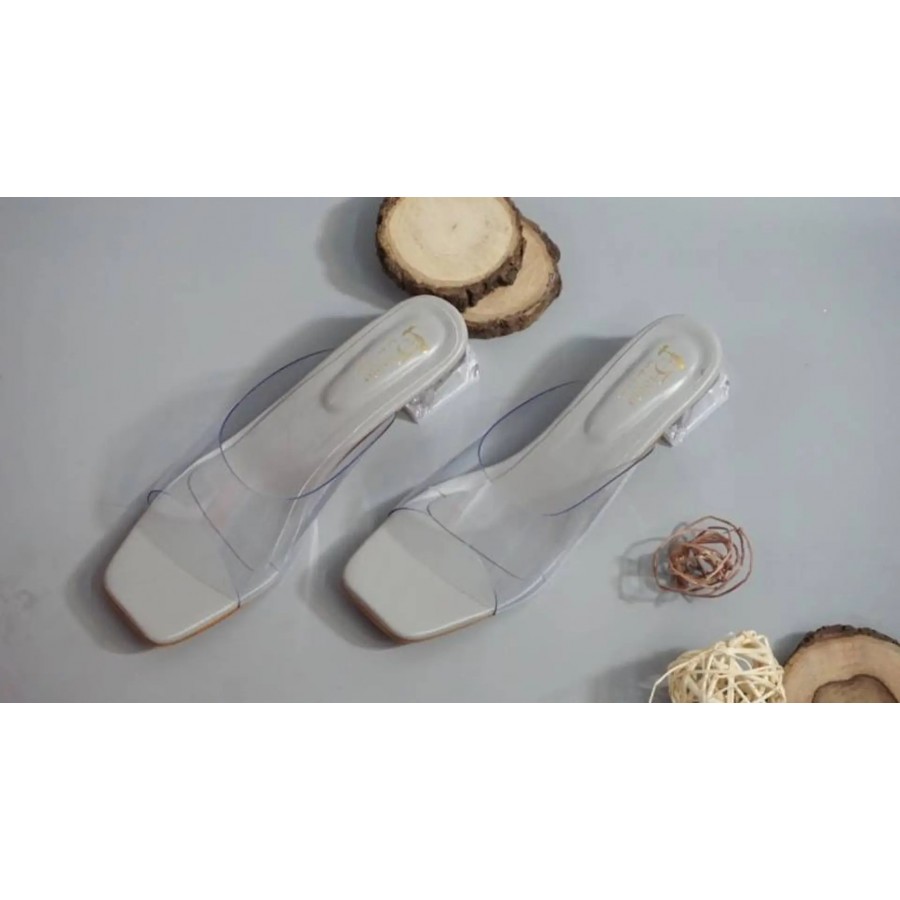 Elegant Grey PU Self Design Sandals For Women