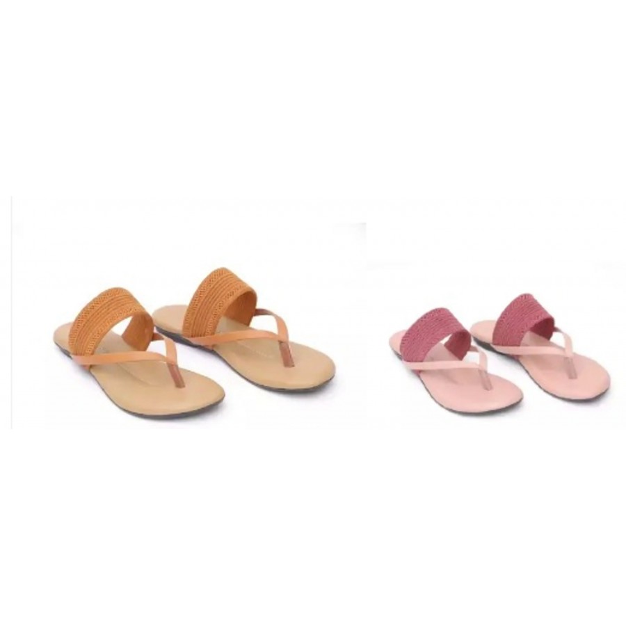 Elegant Multicoloured Rubber Sandals For Women Pack Of 2