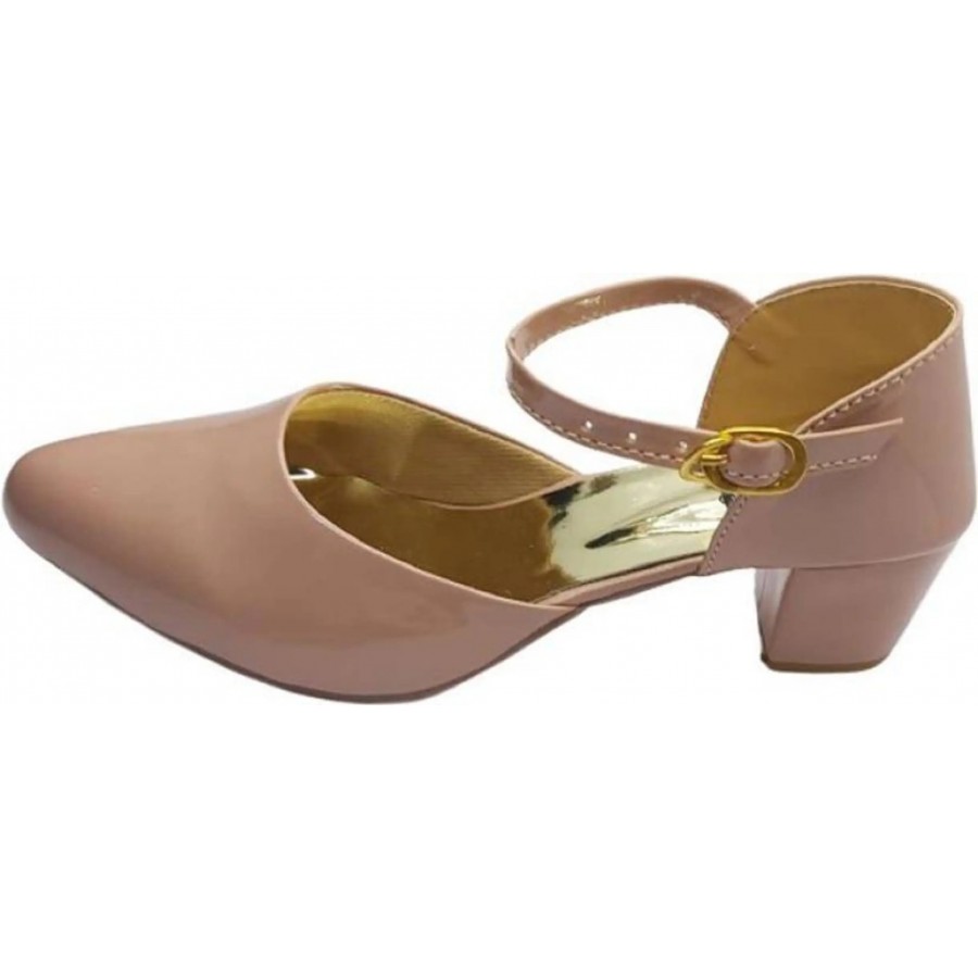 Elegant Nude PU Self Design Sandals For Women