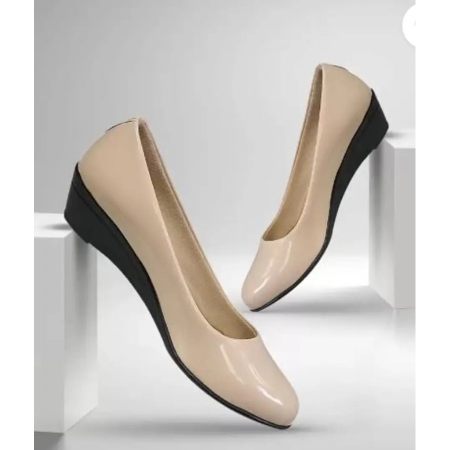 Elegant Off White Synthetic Solid Bellies For Women