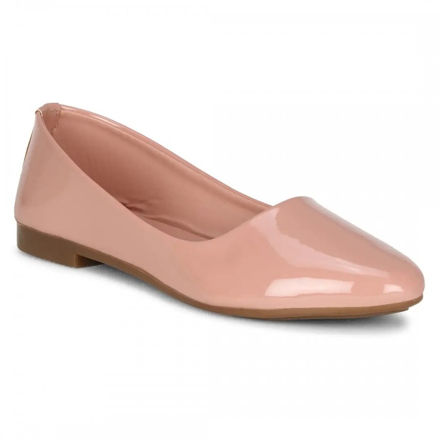 Elegant Peach Synthetic Solid Bellies For Women