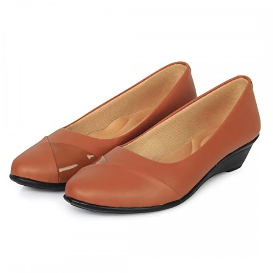 Elegant Tan Synthetic Solid Bellies For Women