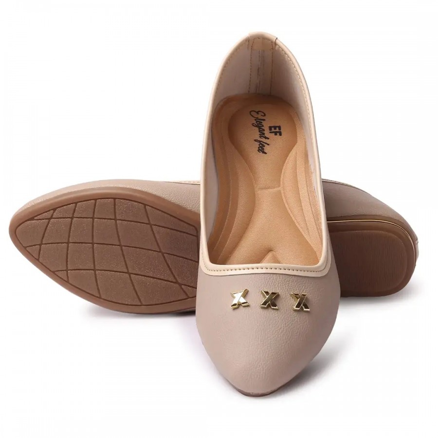 Elegant feet Fashionable, Soft  Comfortable Daily Use Casual Cream Flat Bellies (203)