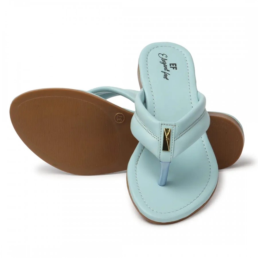 Elegant feet Fashionable, Soft  Comfortable Daily Use Casual Synthetic sky Blue V Shape Flats (108)