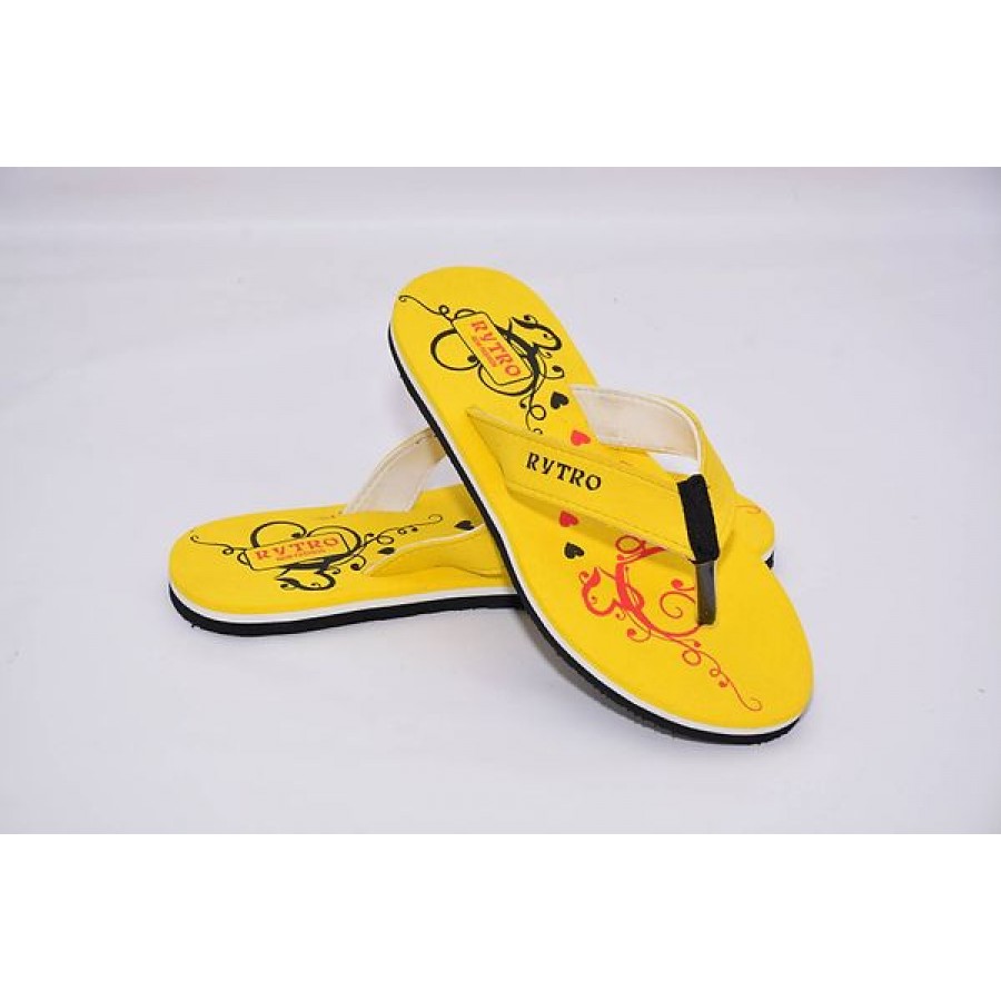 Women's Stylish and Trendy Yellow Printed EVA Slippers