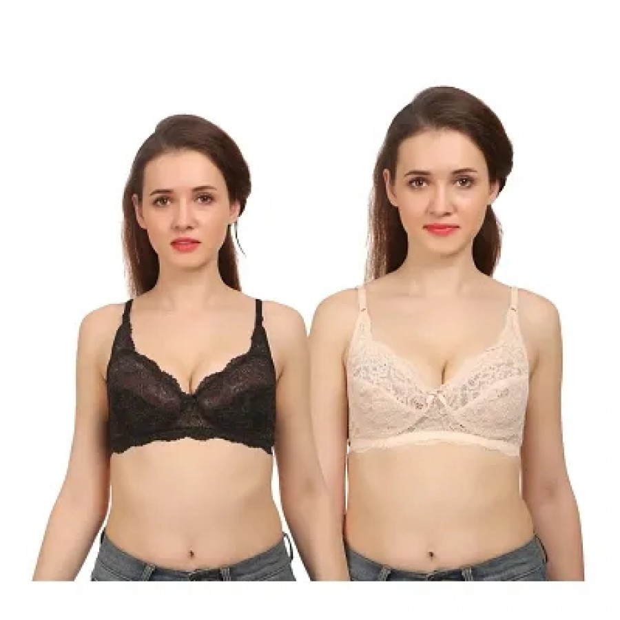 Combo of 2 Multicoloured Non Padded Full Coverage Bra