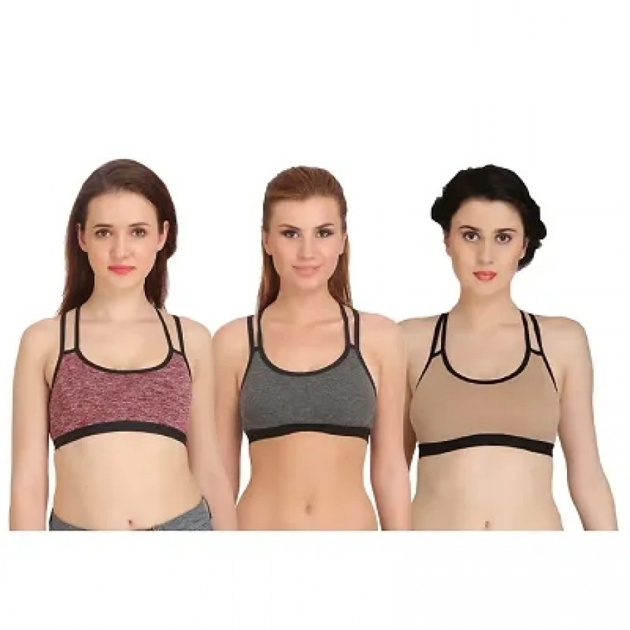 Combo of 3 Multicoloured Non Padded Full Coverage Bra