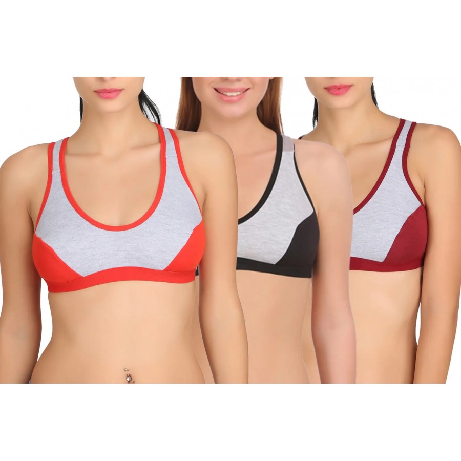 Combo of 3 Multicoloured Non Padded Full Coverage Bra