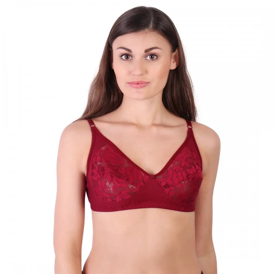 Women's Maroon Minimizer Non Padded Bra