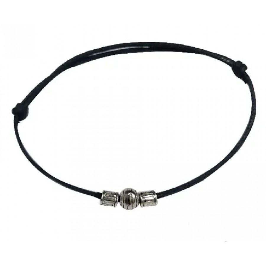 Adjustable Black Thread Anklet with Oxidised Hanging for Girls