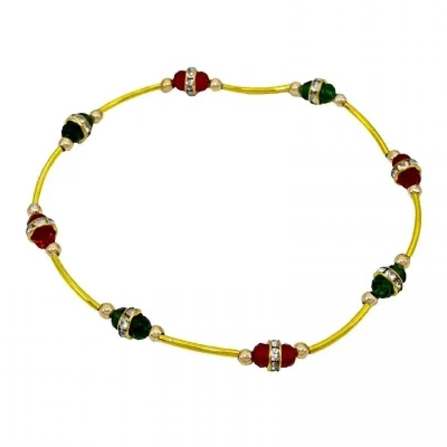 Gold plated Colourful Crystal, SINGLE foot, one piece payal pajeb Anklet Women Girls Fashion