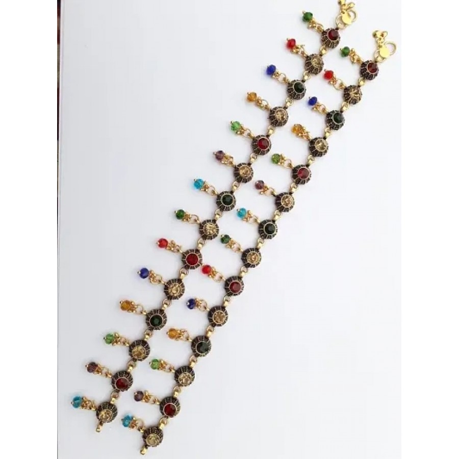 Multicoloured German Silver Anklet