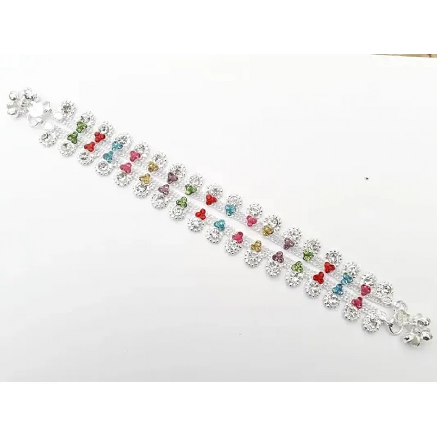 Multicoloured German Silver Anklet