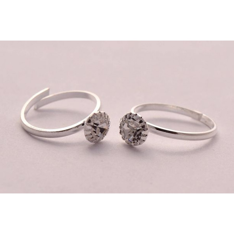 Silver Plated Diamond Toe Ring