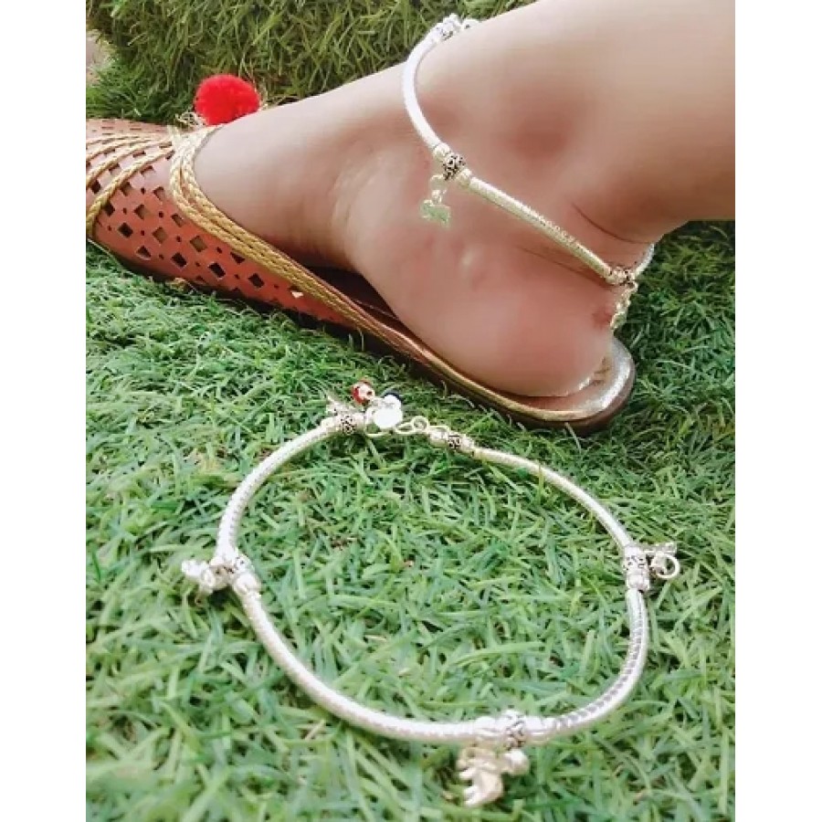 Trendy Beautiful Brass Silver Plated Anklets