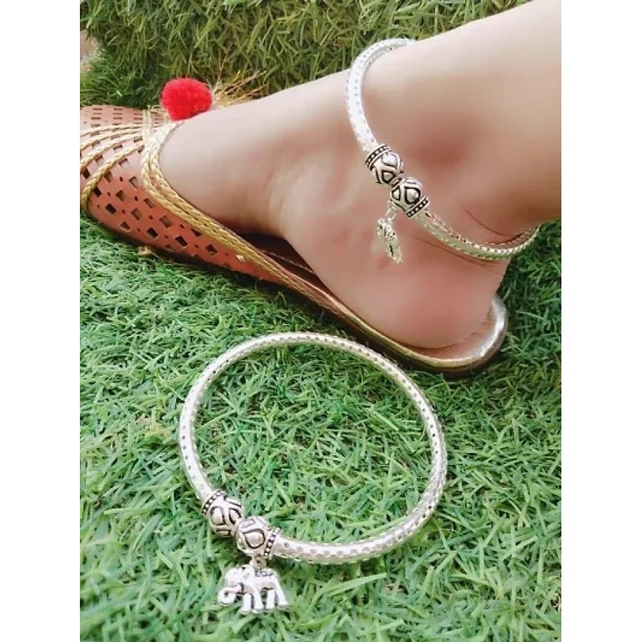 Trendy Beautiful Brass Silver Plated Anklets