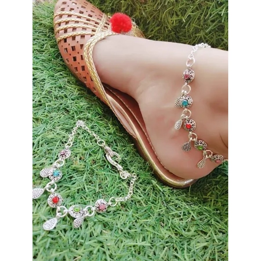 Trendy Beautiful Brass Silver Plated Anklets