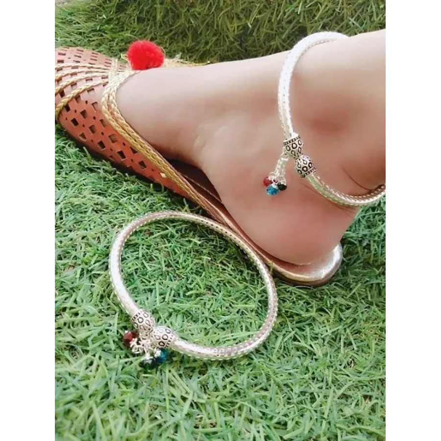 Trendy Beautiful Brass Silver Plated Anklets