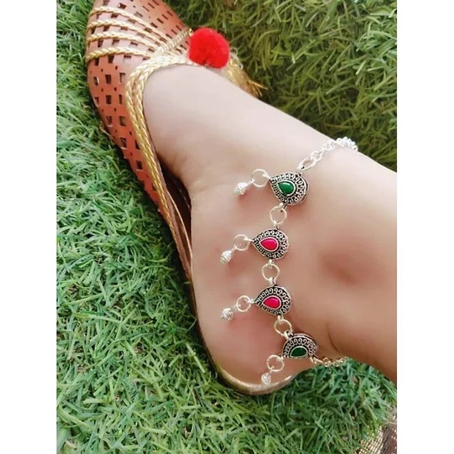 Trendy Beautiful Brass Silver Plated Anklets