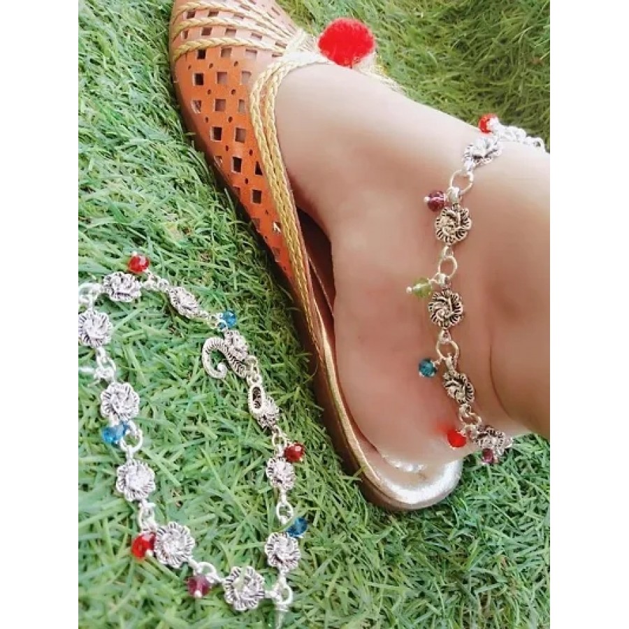 Trendy Beautiful Brass Silver Plated Anklets