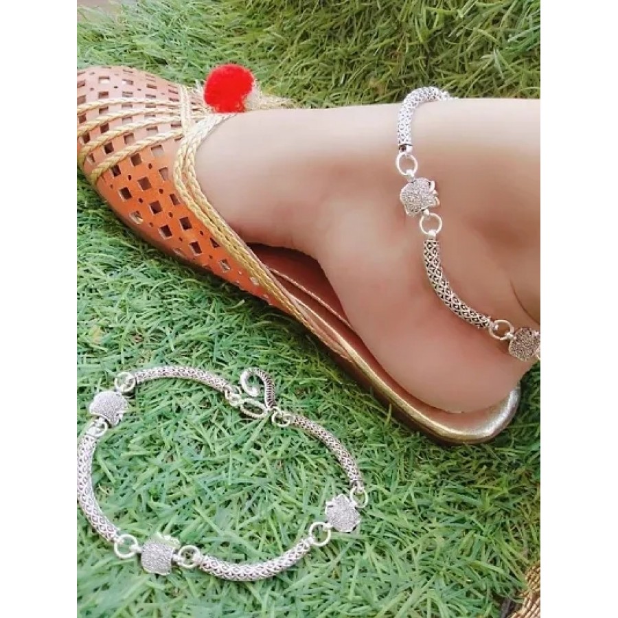 Trendy Beautiful Brass Silver Plated Anklets