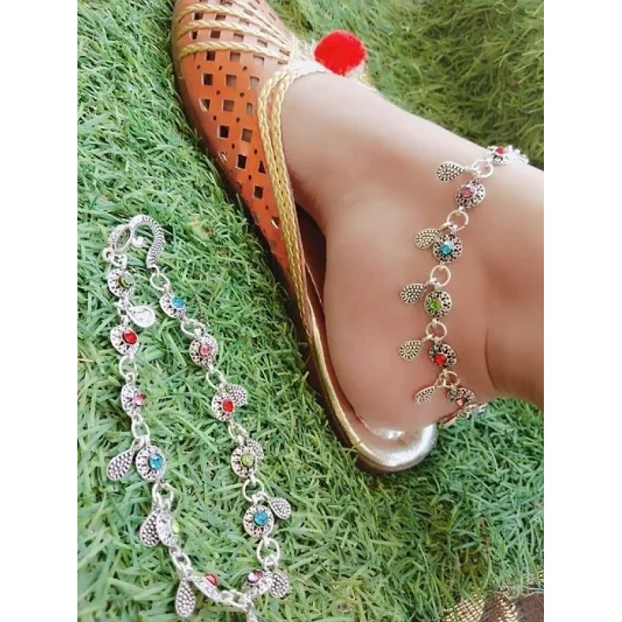 Trendy Beautiful Brass Silver Plated Anklets