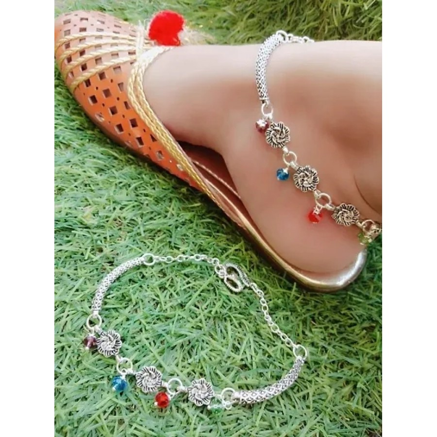 Trendy Beautiful Brass Silver Plated Anklets