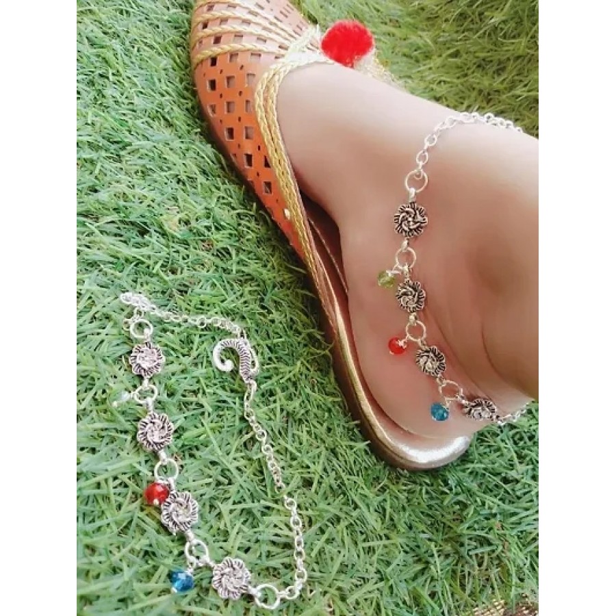 Trendy Beautiful Brass Silver Plated Anklets