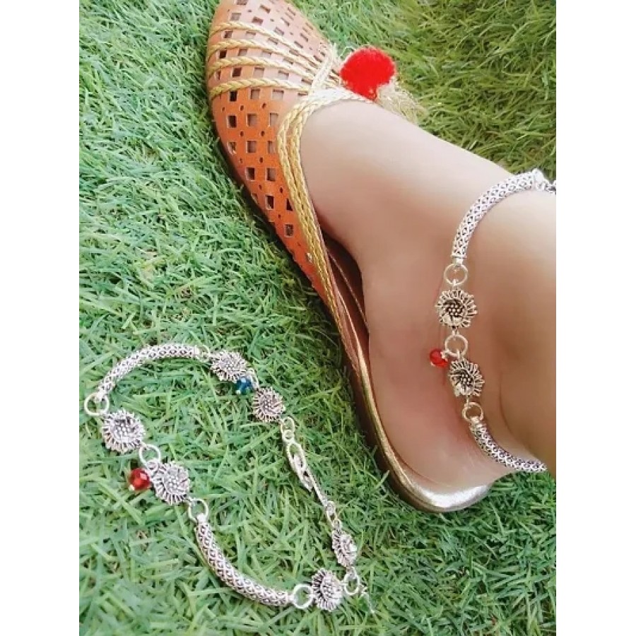 Trendy Beautiful Brass Silver Plated Anklets