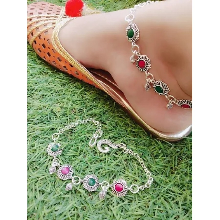 Trendy Beautiful Brass Silver Plated Anklets