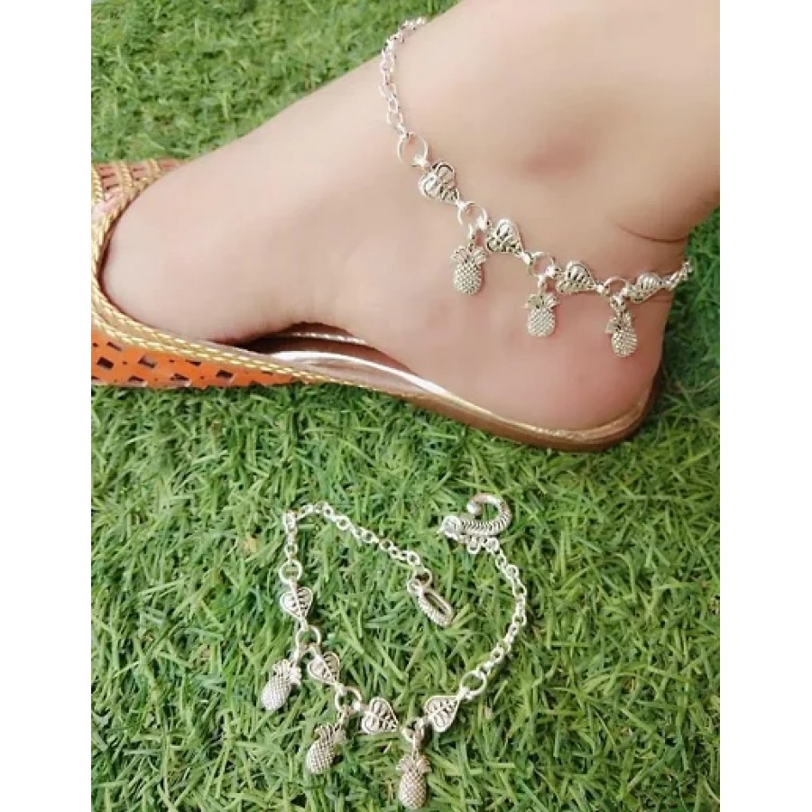 Trendy Beautiful Brass Silver Plated Anklets