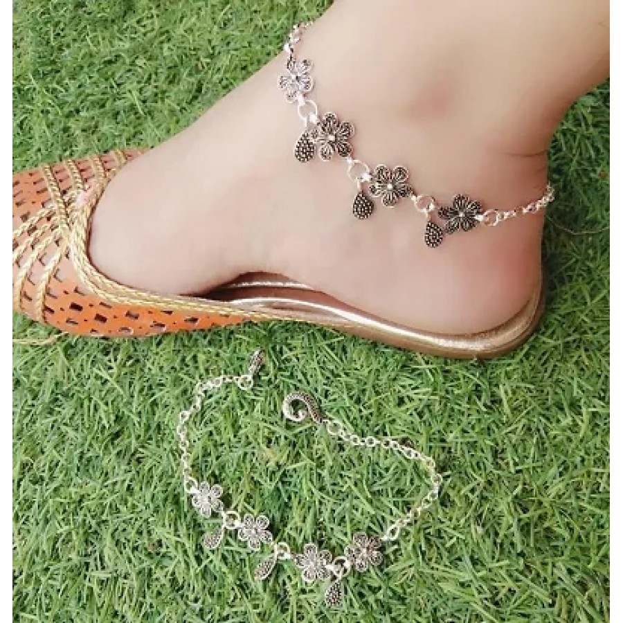 Trendy Beautiful Brass Silver Plated Anklets