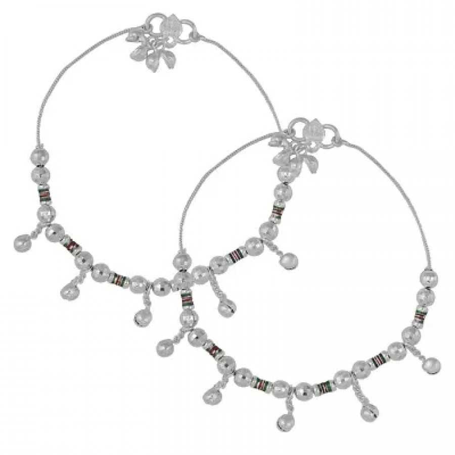 Trendy Silver Plated Meenakari Balls Payal  for Women