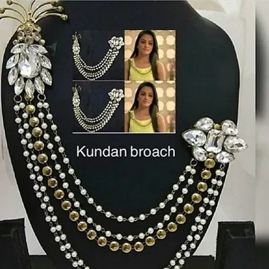 Latest Designer Kundan and Pearl Brooch