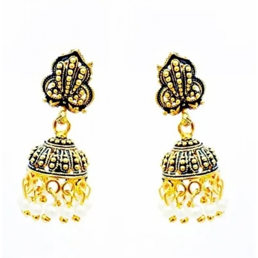 Alluring Golden Metal Jhumka Earrings For Women