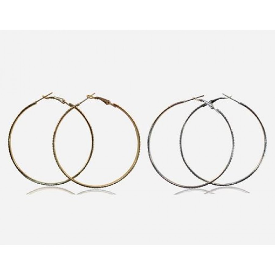 Alluring Rhodium And Rose Alloy Gold Plated Hoop Earrings For Women