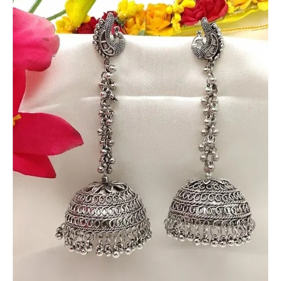 Attractive Big Jhumki Oxidised Silver Earring for Women