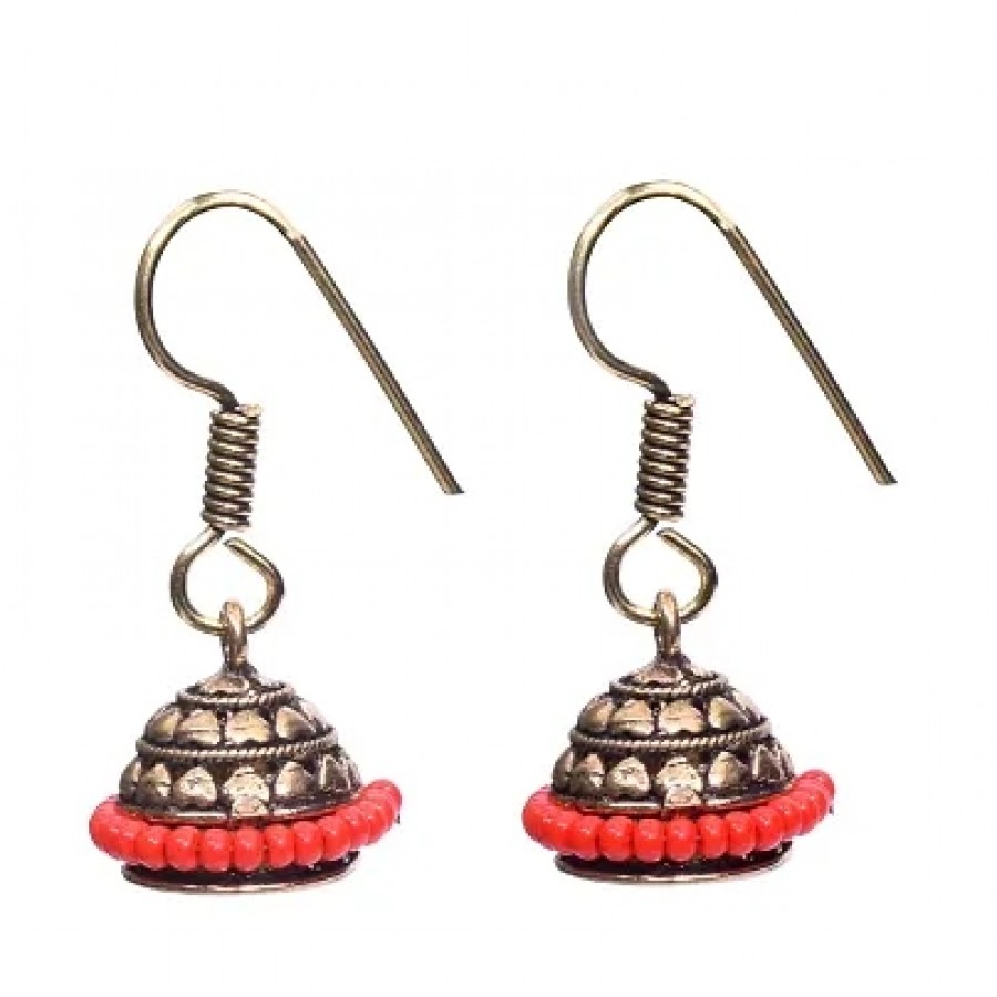 Ethnic Orange blue women's jhumki