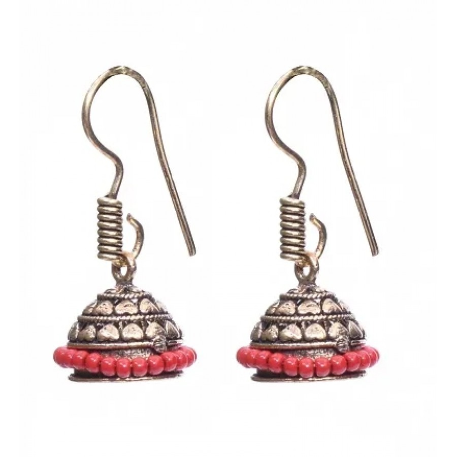 Ethnic Red blue women's jhumki