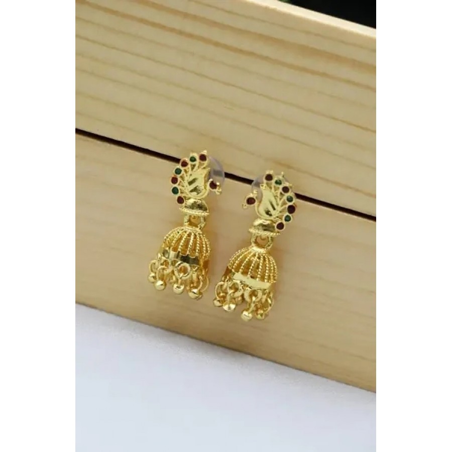 Gold Plated Alloy Artificial Stone Jhumka