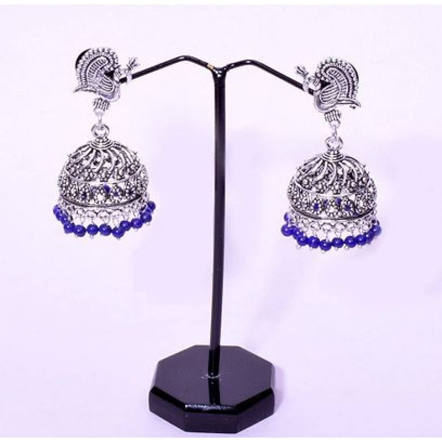 Peacock designer blue jhumki for women girls