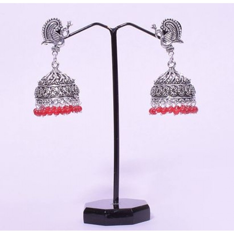 Peacock designer red jhumki for women girls