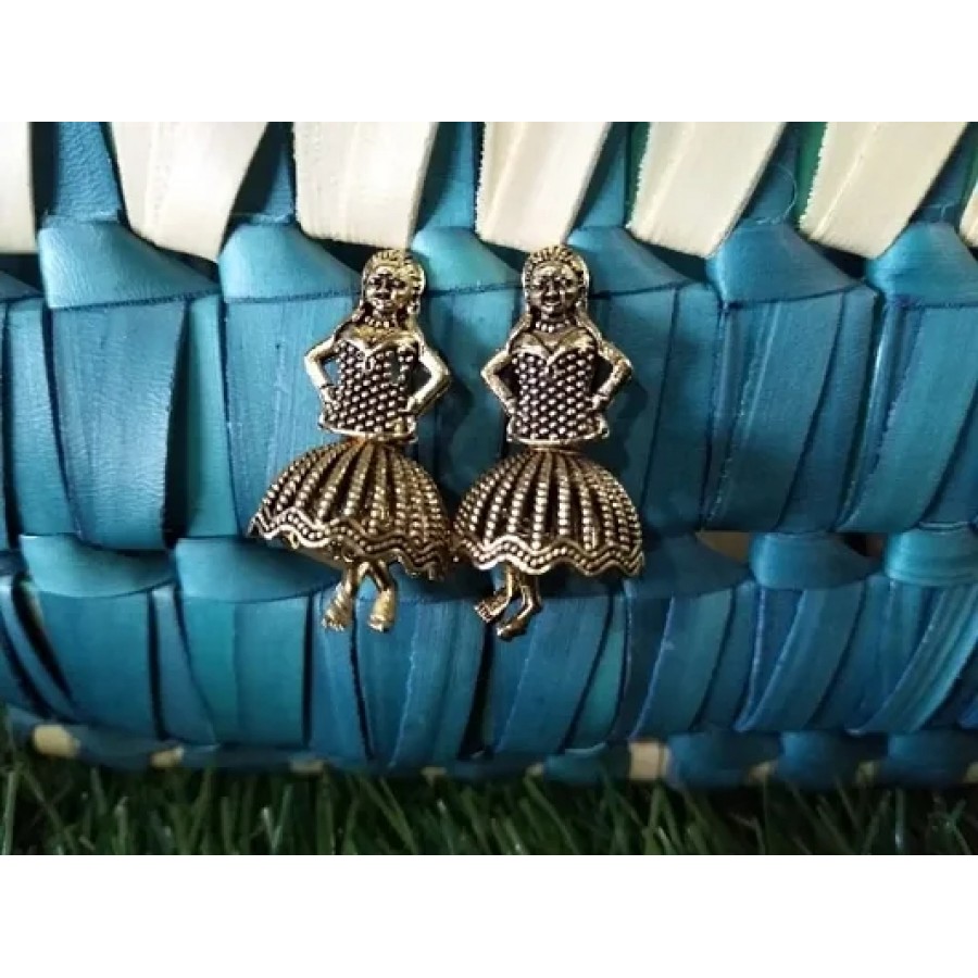 Stylish Oxidised Gold Dancing Doll Earring for Women