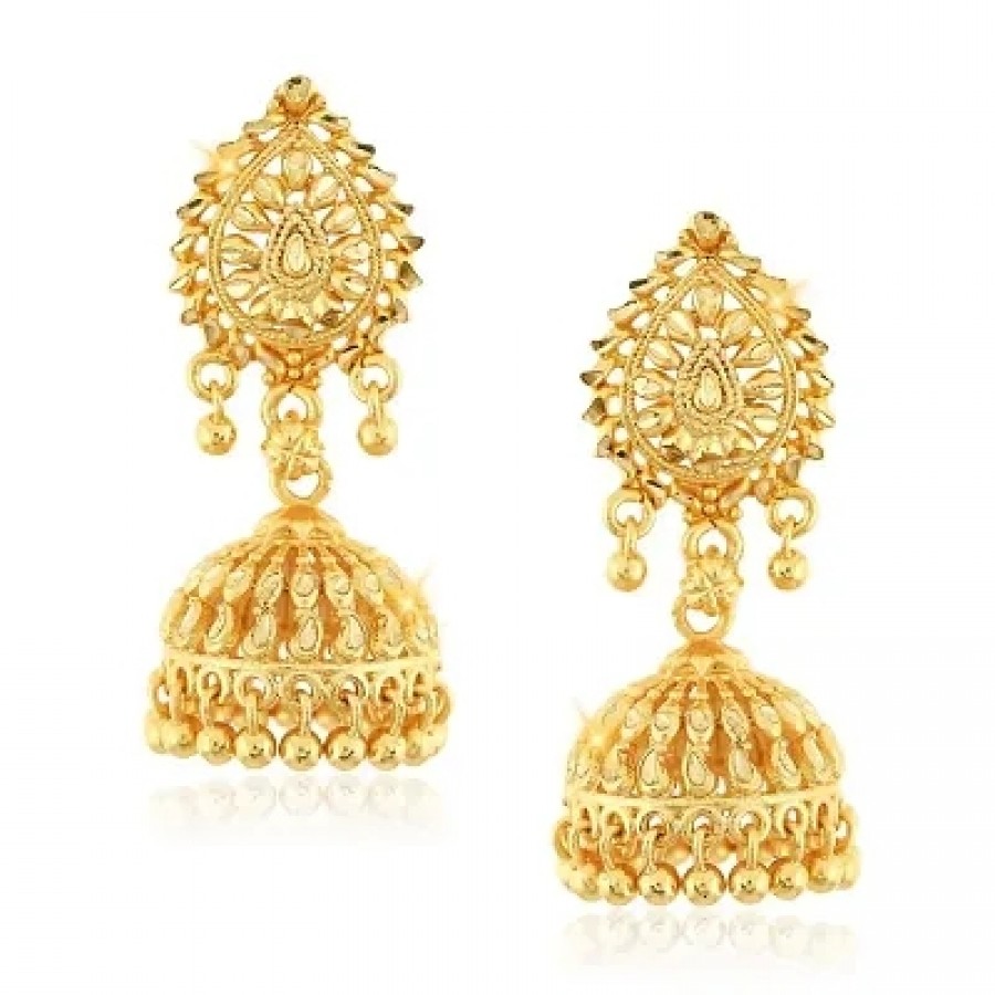 Traditional 1gm Gold South Screw Back Alloy Gold and Micron Plated Jhumka Earring For Women and Girls