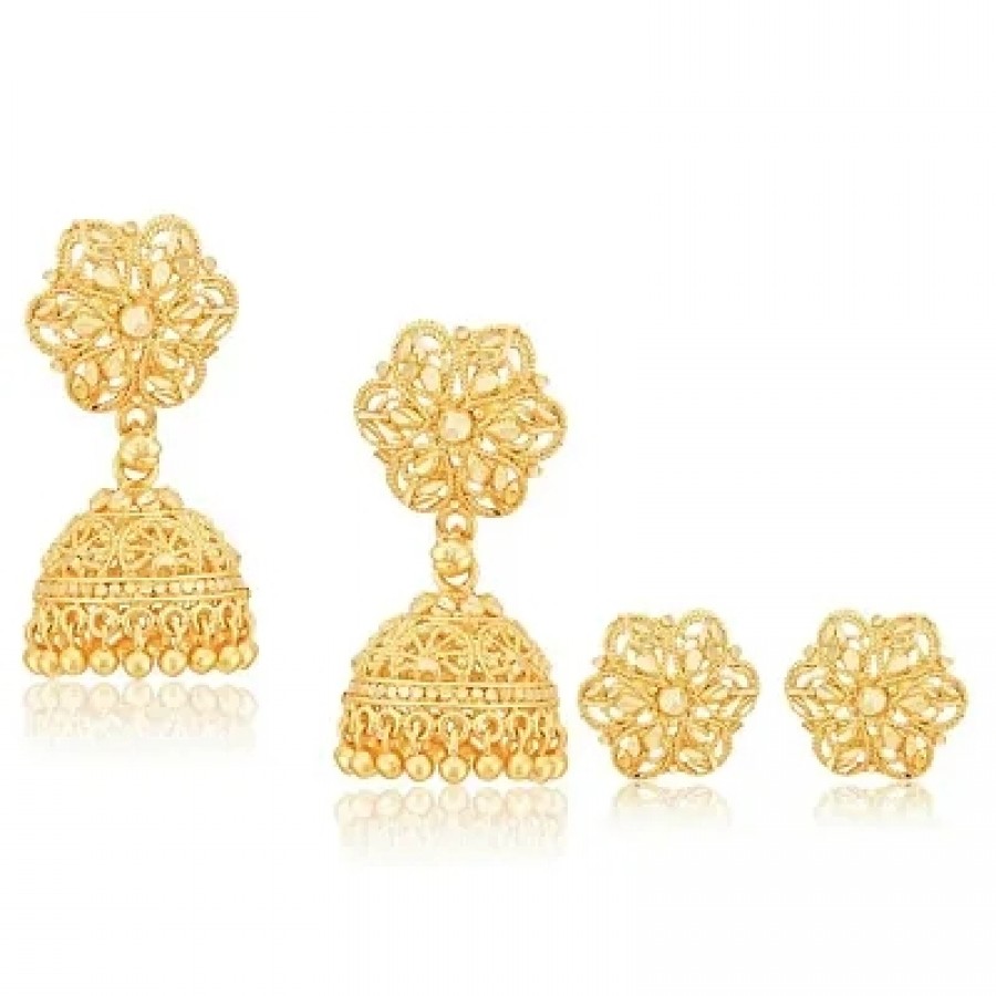 Traditional Alloy Gold Plated Earring for Women Combo of 2(1 pair stud earring  1 pair Jhumka earring )