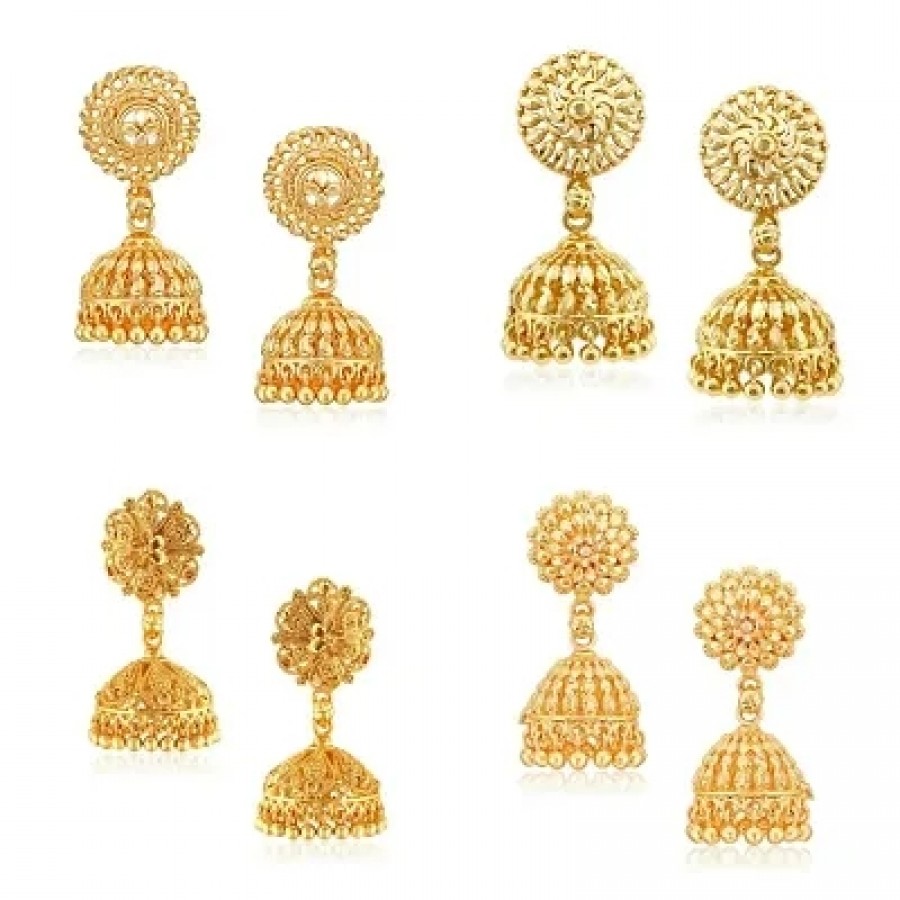 Traditional Alloy Gold Plated Jhumka Earring for Women Combo of 4