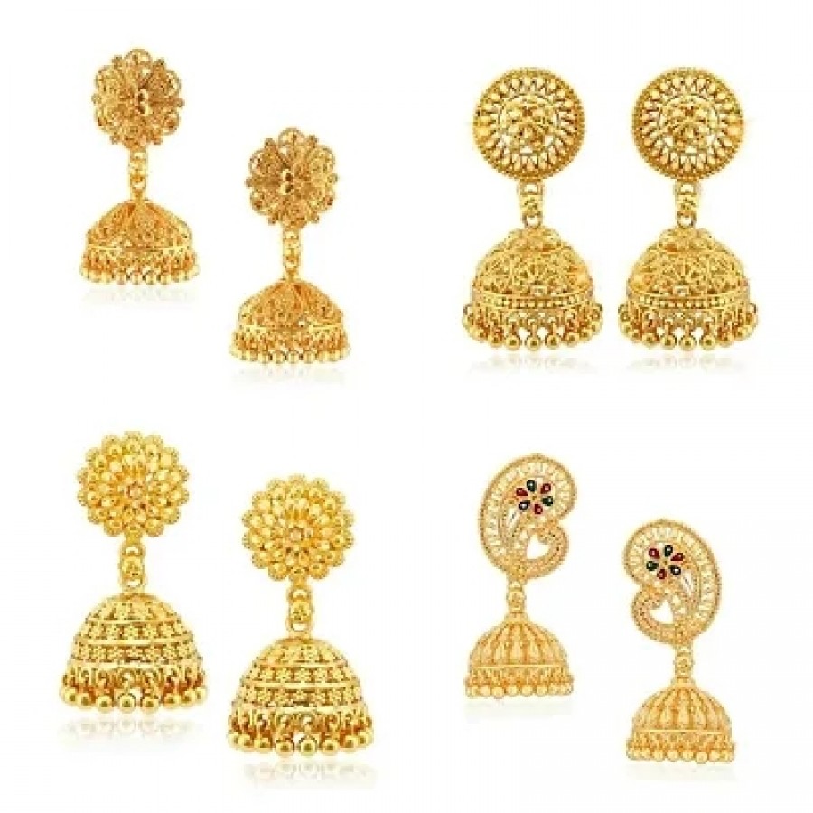 Traditional Alloy Gold Plated Jhumka Earring for Women Combo of 4