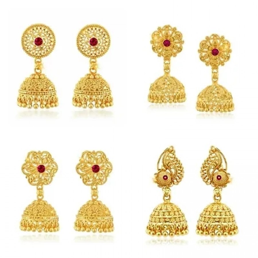 Traditional Alloy Gold Plated Jhumka Earring for Women Combo of 4